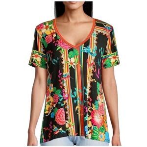 Johnny Was’ Andra Favorite Short Sleeve V-Neck Swing Tee XL VGUC